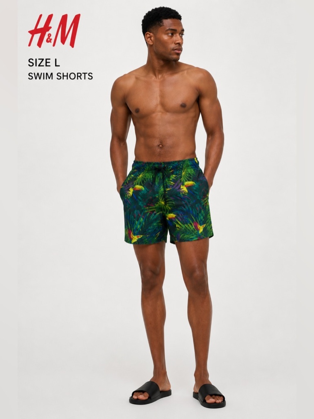 H&M Tropical Print Swim Shorts Size L